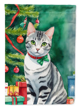 Load image into Gallery viewer, American Shorthair Christmas Garden Flag - Cat by the Christmas Tree - Cat-Themed Holiday Yard Decor