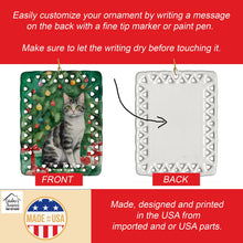 Load image into Gallery viewer, American Wirehair Cat By the Christmas Tree Porcelain Ornament