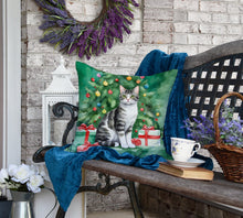 Load image into Gallery viewer, American Wirehair Cat By the Christmas Tree Throw Pillow