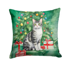 Load image into Gallery viewer, American Wirehair Cat By the Christmas Tree Throw Pillow