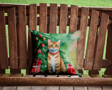 Load image into Gallery viewer, Arabian Mau Cat By the Christmas Tree Throw Pillow - 14x14 Decorative Pillow – Art for Your Home &amp; Patio