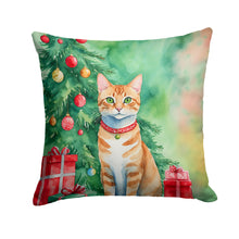 Load image into Gallery viewer, Arabian Mau Cat By the Christmas Tree Throw Pillow - 14x14 Decorative Pillow – Art for Your Home &amp; Patio