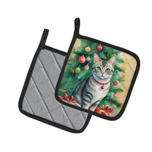 Load image into Gallery viewer, Asian Cat By the Christmas Tree Pot Holders - Set of 2 Decorative Kitchen Helpers | Made in the USA