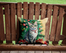 Load image into Gallery viewer, Asian Cat By the Christmas Tree Throw Pillow - 14x14 Decorative Pillow – Art for Your Home &amp; Patio