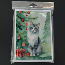 Load image into Gallery viewer, Australian Mist Cat By the Christmas Tree Greeting Cards - Blank Note Cards – 8-Pack of Artist-Designed Cards with Envelopes