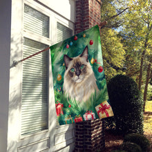 Load image into Gallery viewer, Balinese Cat By the Christmas Tree House Flag