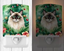 Load image into Gallery viewer, Balinese Cat By the Christmas Tree Ceramic Night Light