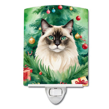 Load image into Gallery viewer, Balinese Cat By the Christmas Tree Ceramic Night Light