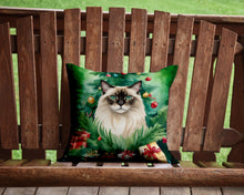 Load image into Gallery viewer, Balinese Cat By the Christmas Tree Throw Pillow - 14x14 Decorative Pillow – Art for Your Home &amp; Patio