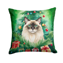 Load image into Gallery viewer, Balinese Cat By the Christmas Tree Throw Pillow