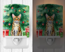 Load image into Gallery viewer, Bengal Cat By the Christmas Tree Ceramic Night Light