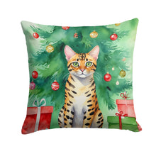 Load image into Gallery viewer, Bengal Cat By the Christmas Tree Throw Pillow - 14x14 Decorative Pillow – Art for Your Home &amp; Patio