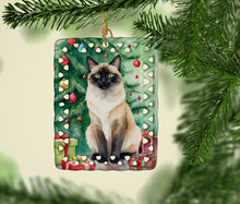 Load image into Gallery viewer, Birman Cat By the Christmas Tree Porcelain Ornament