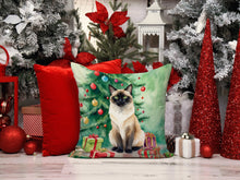 Load image into Gallery viewer, Birman Cat By the Christmas Tree Throw Pillow