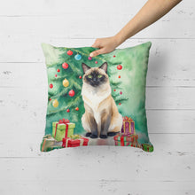 Load image into Gallery viewer, Birman Cat By the Christmas Tree Throw Pillow