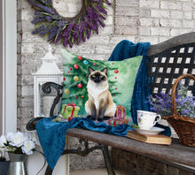 Load image into Gallery viewer, Birman Cat By the Christmas Tree Throw Pillow