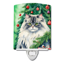 Load image into Gallery viewer, British Longhair Cat By the Christmas Tree Ceramic Night Light