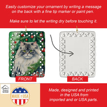 Load image into Gallery viewer, British Longhair Cat By the Christmas Tree Porcelain Ornament