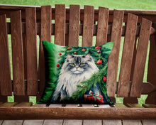 Load image into Gallery viewer, British Longhair Cat By the Christmas Tree Throw Pillow - 14x14 Decorative Pillow – Art for Your Home &amp; Patio