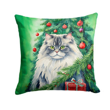 Load image into Gallery viewer, British Longhair Cat By the Christmas Tree Throw Pillow - 14x14 Decorative Pillow – Art for Your Home &amp; Patio