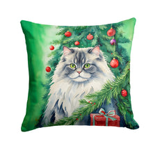 Load image into Gallery viewer, British Longhair Cat By the Christmas Tree Throw Pillow