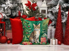 Load image into Gallery viewer, California Spangled Cat By the Christmas Tree Throw Pillow