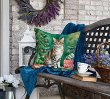 Load image into Gallery viewer, California Spangled Cat By the Christmas Tree Throw Pillow