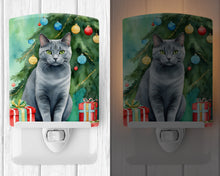 Load image into Gallery viewer, Chartreux Cat By the Christmas Tree Ceramic Night Light