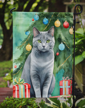 Load image into Gallery viewer, Chartreux Christmas Garden Flag - Cat by the Christmas Tree - Cat-Themed Holiday Yard Decor