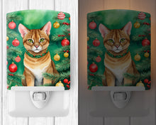 Load image into Gallery viewer, Chausie Cat By the Christmas Tree Ceramic Night Light