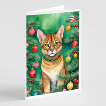 Load image into Gallery viewer, Chausie Cat By the Christmas Tree Greeting Cards - Blank Note Cards – 8-Pack of Artist-Designed Cards with Envelopes
