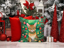 Load image into Gallery viewer, Chausie Cat By the Christmas Tree Throw Pillow
