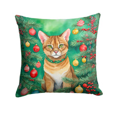 Load image into Gallery viewer, Chausie Cat By the Christmas Tree Throw Pillow