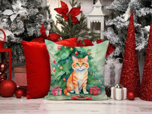 Load image into Gallery viewer, Cheetoh Cat By the Christmas Tree Throw Pillow