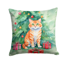 Load image into Gallery viewer, Cheetoh Cat By the Christmas Tree Throw Pillow