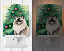 Load image into Gallery viewer, Colorpoint Longhair Cat By the Christmas Tree Ceramic Night Light