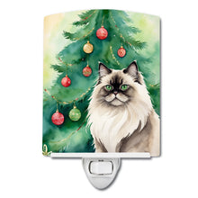 Load image into Gallery viewer, Colorpoint Longhair Cat By the Christmas Tree Ceramic Night Light