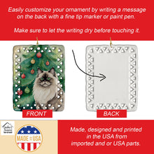 Load image into Gallery viewer, Colorpoint Longhair Cat By the Christmas Tree Porcelain Ornament