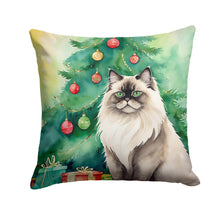 Load image into Gallery viewer, Colorpoint Longhair Cat By the Christmas Tree Throw Pillow