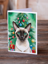 Load image into Gallery viewer, Colorpoint Shorthair Cat By the Christmas Tree Greeting Cards - Blank Note Cards – 8-Pack of Artist-Designed Cards with Envelopes