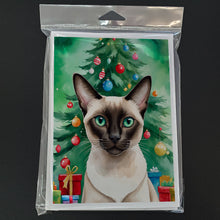 Load image into Gallery viewer, Colorpoint Shorthair Cat By the Christmas Tree Greeting Cards - Blank Note Cards – 8-Pack of Artist-Designed Cards with Envelopes