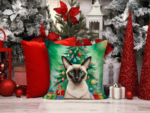Load image into Gallery viewer, Colorpoint Shorthair Cat By the Christmas Tree Throw Pillow