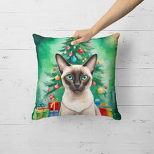 Load image into Gallery viewer, Colorpoint Shorthair Cat By the Christmas Tree Throw Pillow