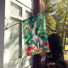 Load image into Gallery viewer, Cornish Rex Cat By the Christmas Tree House Flag