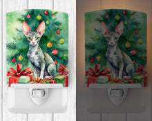 Load image into Gallery viewer, Cornish Rex Cat By the Christmas Tree Ceramic Night Light