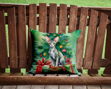 Load image into Gallery viewer, Cornish Rex Cat By the Christmas Tree Throw Pillow - 14x14 Decorative Pillow – Art for Your Home &amp; Patio