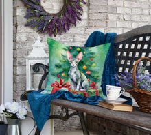 Load image into Gallery viewer, Cornish Rex Cat By the Christmas Tree Throw Pillow