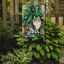 Load image into Gallery viewer, Cymric Christmas Garden Flag - Cat by the Christmas Tree - Cat-Themed Holiday Yard Decor