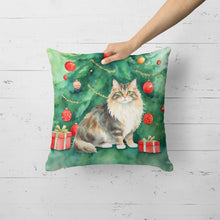 Load image into Gallery viewer, Cymric Cat By the Christmas Tree Throw Pillow
