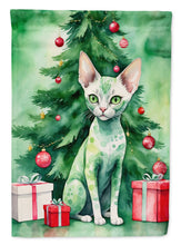 Load image into Gallery viewer, Devon Rex Cat By the Christmas Tree House Flag